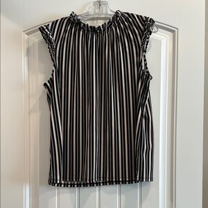 Adrianna Papell Striped Ruffle Sleeve Blouse